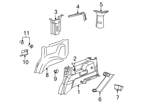 2009 Chrysler Aspen Interior Trim - Quarter Panels Panel-C Pillar Diagram for 5HN10BDXAE