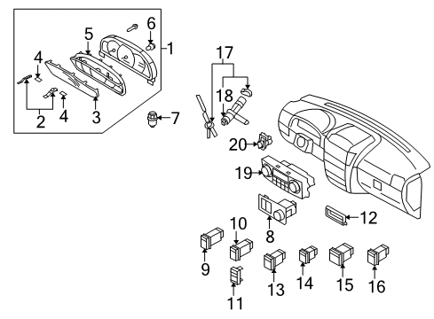 2007 Kia Sorento Instruments & Gauges Snow Panel Assembly Diagram for 932503E500CY