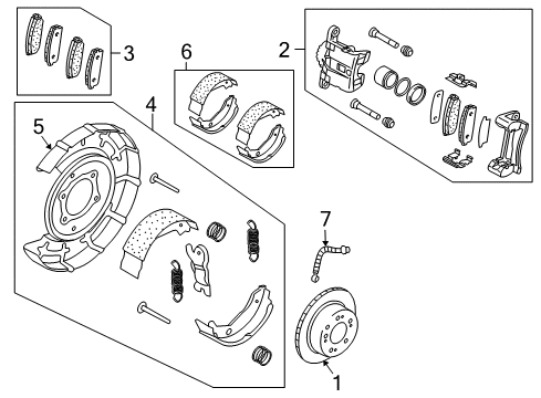 2007 Kia Sorento Parking Brake Brake Plate Assembly, Left Diagram for 582513E500