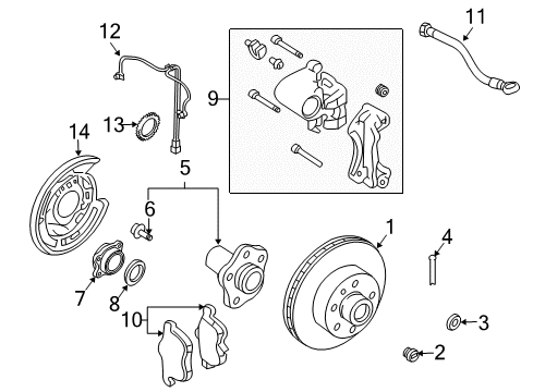 2005 Infiniti G35 Rear Brakes Rear Brake Plate Assembly, Left Diagram for 44030-EG000