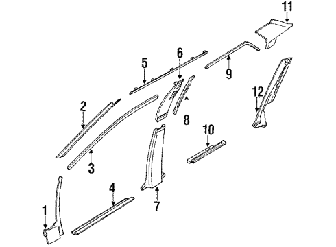 1992 Toyota Corolla Passenger Compartment Trim Upper Trim Diagram for 62333-12060-02