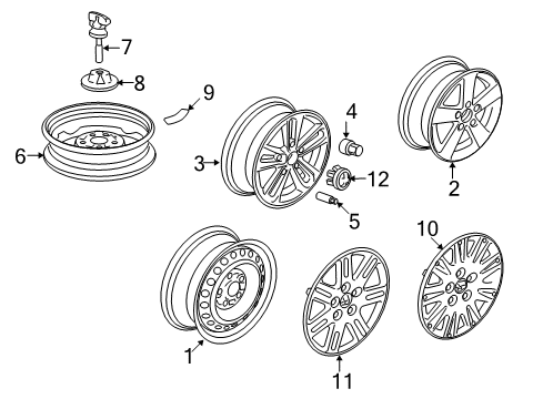 2008 Honda Civic Wheels, Covers & Trim Disk, Wheel (15X6J) (Tpms) (Black) (Ring Techs) Diagram for 42700-SNE-A11