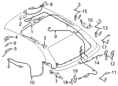 2019 BMW M4 Convertible Top Hydraulic Cylinder Tail Module, Right Diagram for 54377183320