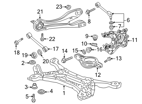 2016 Honda Odyssey Rear Suspension Components, Lower Control Arm, Upper Control Arm Arm, Right Rear Trailing Diagram for 52371-TK8-A00