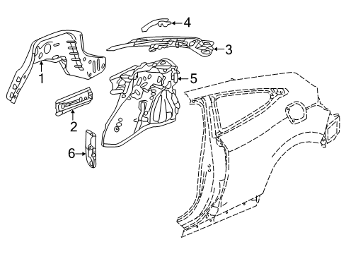 2019 Honda Civic Inner Structure - Quarter Panel W/House Comp R, Re Diagram for 64330-TBG-A10ZZ