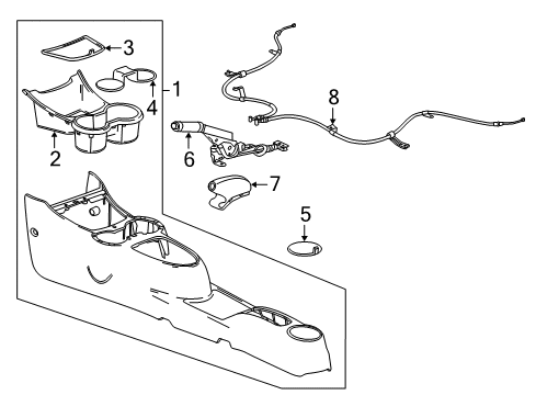 2015 Chevrolet Spark Parking Brake Console, Front Floor Diagram for 94558593