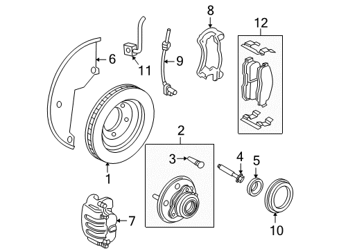2008 Ford Explorer Front Brakes Caliper Support Diagram for 6L2Z-2B292-A