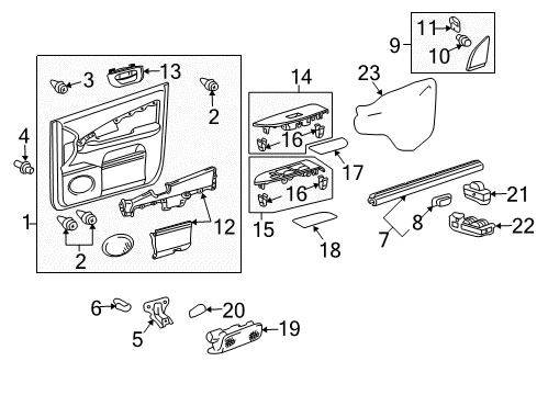 2007 Lexus RX400h Front Door Front Door Inside Handle Sub-Assembly, Right Diagram for 69205-48040-C0