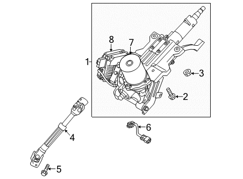 2014 Kia Cadenza Steering Column & Wheel, Steering Gear & Linkage Column Assembly-Upper Diagram for 563103R461