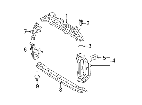 2007 Toyota Yaris Radiator Support Air Seal Diagram for 53286-52120