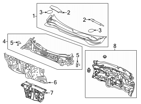 2022 Honda Ridgeline Cowl Dashboard (Upper) Diagram for 61100-TG7-A10ZZ