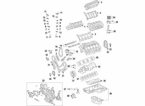 2013 Lexus IS F Engine Parts, Mounts, Cylinder Head & Valves, Camshaft & Timing, Oil Cooler, Oil Pan, Oil Pump, Crankshaft & Bearings, Pistons, Rings & Bearings Camshaft Sub-Assy, NO.3 Diagram for 13053-38030