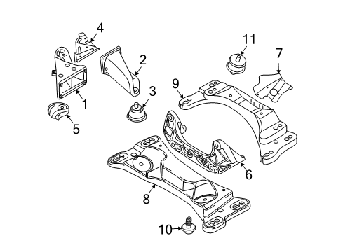 2003 BMW Z4 Engine & Trans Mounting Heat Protection Plate Right Diagram for 22111094624
