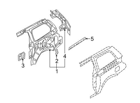 2005 Nissan Quest Inner Structure - Side Panel Guide-Rail Waist, LH Diagram for 78151-5Z030