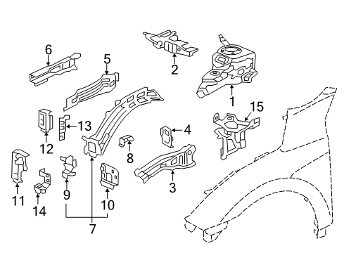 2019 Honda Civic Structural Components & Rails Plate R, FR Subfra Diagram for 60822-TBA-A00ZZ