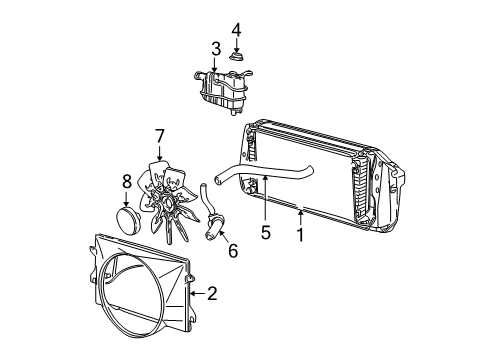 1998 Ford Expedition Radiator & Components Radiator Assembly Diagram for XL3Z-8005-BA