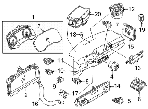 2021 Nissan Rogue Cluster & Switches, Instrument Panel Controller Assy-Air Conditiner Diagram for 27500-6RK1A