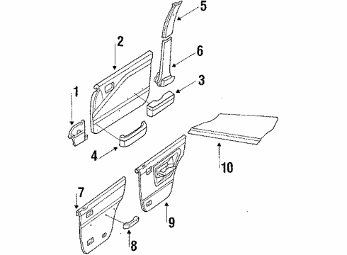 1986 Nissan Stanza Interior Trim GARNISH L GRY Diagram for 76916-D0100