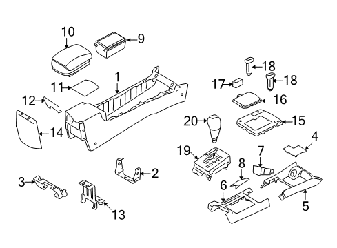 2008 Hyundai Sonata Center Console Cover-ARMREST Mounting Blank Diagram for 84612-3K000-CH
