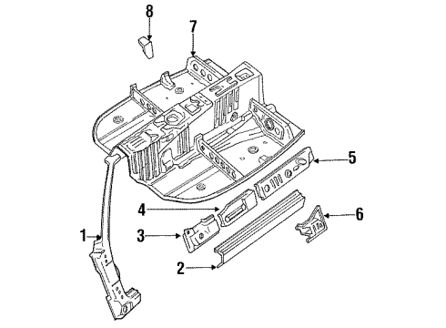 1994 Toyota MR2 Hinge Pillar, Rocker, Floor Floor Pan Diagram for 58101-17908