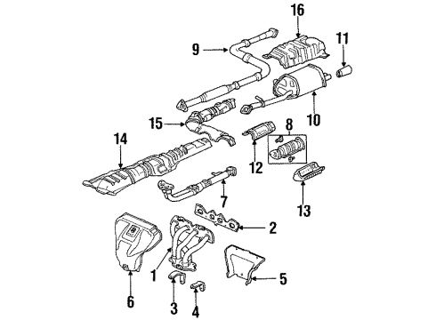 1993 Honda Prelude Exhaust Manifold Plate, Muffler Baffle Diagram for 74655-SS0-000