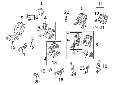 2010 Honda Ridgeline Front Seat Components Guide, Headrest Lock *NH598L* (ATLAS GRAY) Diagram for 81144-TA0-A01ZB