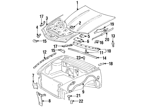 1995 Oldsmobile Aurora Hood & Components Latch Asm-Hood Primary & Secondary Diagram for 16634838