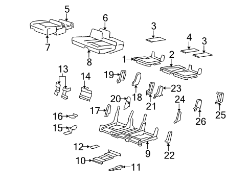 2004 Cadillac SRX Second Row Seats Pad Asm, Rear Seat Cushion Diagram for 88898279