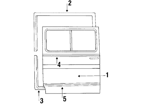 1986 Ford E-350 Econoline Club Wagon Side Loading Door & Components, Exterior Trim Weatherstrip Diagram for E8UZ1525324B