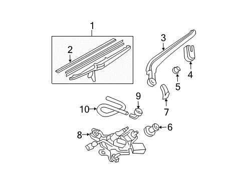 2003 Toyota 4Runner Lift Gate - Wiper & Washer Components Nozzle Diagram for 85391-35010