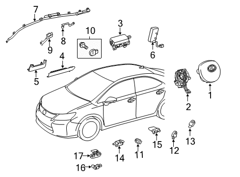 2017 Lexus CT200h Air Bag Components Spiral Cable Sub-Assembly Diagram for 84307-76040