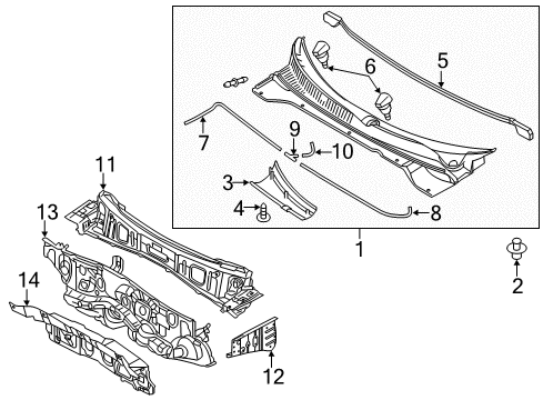 2017 Kia Soul Cowl Weatherstrip-Hood Diagram for 86430B2000