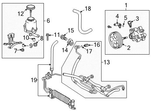 2010 Toyota Land Cruiser Power Steering Pump & Cooler Lines Fitting Diagram for 44308-60170