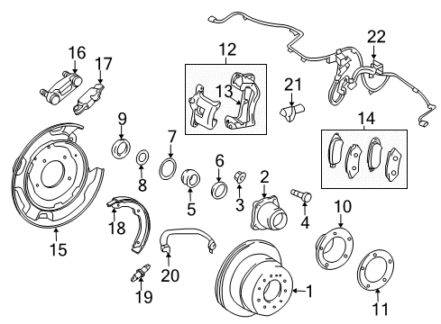 2021 Lexus LX570 Parking Brake Rear Axle Hub & Bearing Assembly, Left Diagram for 42460-60030