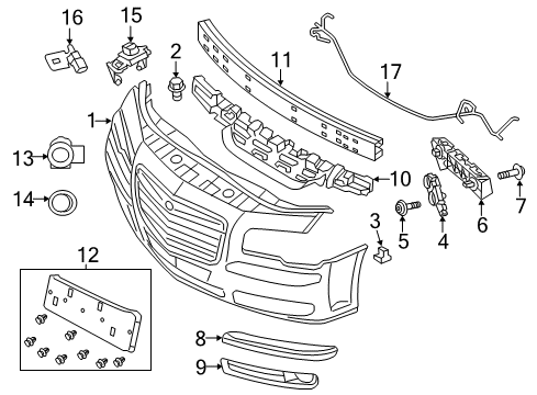 2011 Chrysler 300 Front Bumper Pin-Push Diagram for 6512752AA