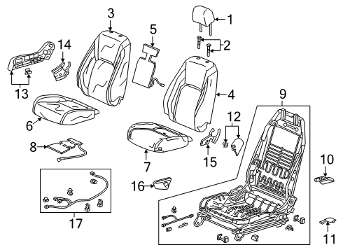 2020 Honda Clarity Passenger Seat Components Cover R *NH900L* Diagram for 81238-TRW-A21ZA