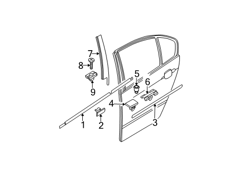 2004 BMW 325xi Exterior Trim - Rear Door Outer Weatherstrip, Right Diagram for 51348194774