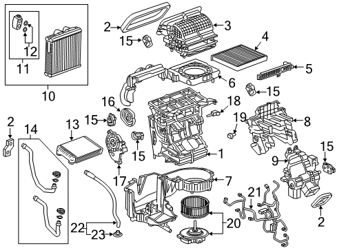 2017 Cadillac XT5 Air Conditioner Outlet Duct Diagram for 84081096