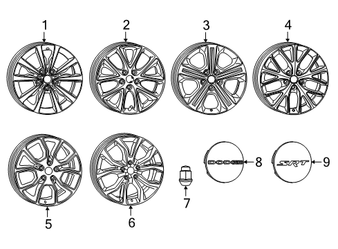 2020 Dodge Durango Wheels, Covers & Trim Aluminum Wheel Diagram for 68363402AB
