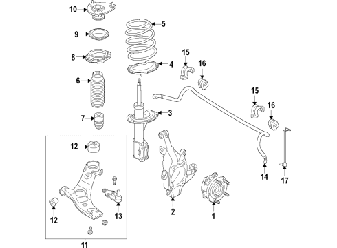 2021 Kia Telluride Front Suspension, Lower Control Arm, Stabilizer Bar, Suspension Components Pad U Diagram for 54630S9000