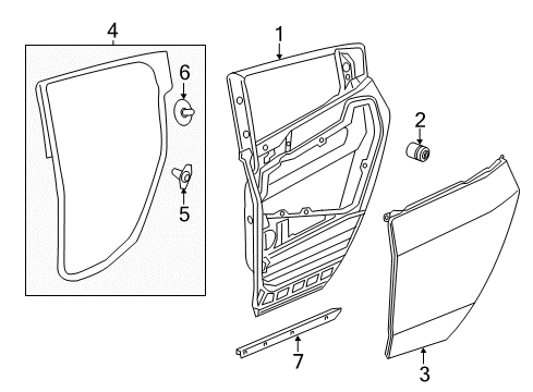 2010 Acura ZDX Rear Door Weatherstrip, Right Rear Door Diagram for 72810-SZN-A01