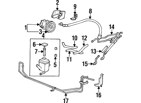 1998 Hyundai Sonata P/S Pump & Hoses, Steering Gear & Linkage Tube Assembly-Oil Cooler Diagram for 57550-34000