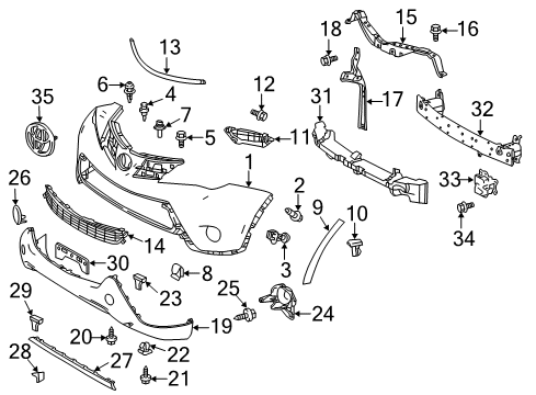 2015 Toyota RAV4 Front Bumper Hole Cover Screw Diagram for 75392-42030