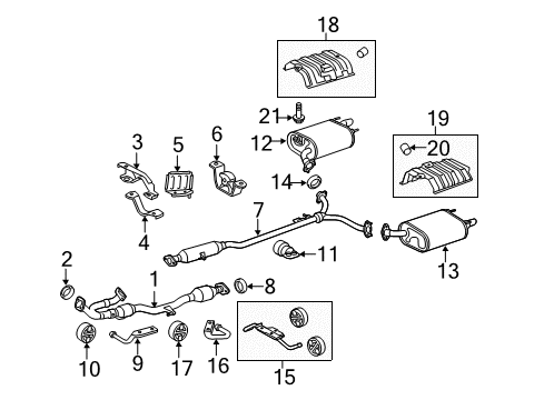 2007 Toyota Camry Exhaust Components Rear Muffler Diagram for 17430-0H170