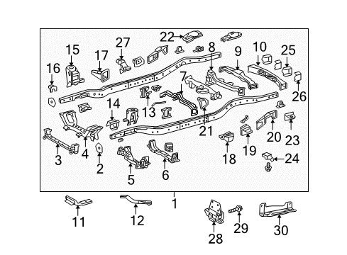 2017 Toyota 4Runner Frame & Components, Trailer Hitch Components Bracket Sub-Assembly, Rear Diagram for 51027-60030