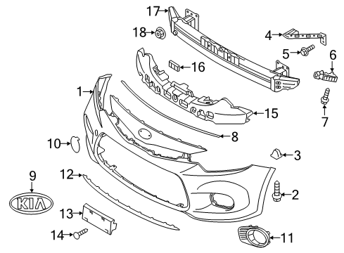 2016 Kia Forte Koup Front Bumper ABSORBER-Front Bumper Diagram for 86520A7260