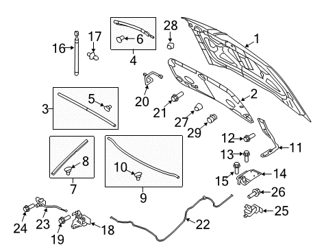 2010 Lincoln MKT Hood & Components Hinge Diagram for AE9Z-16796-A