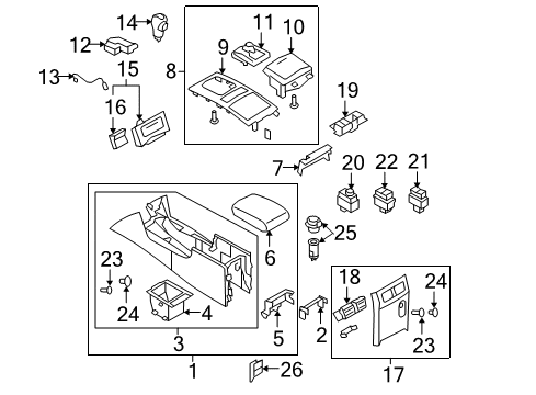 2014 Infiniti QX70 Heated Seats Bracket-Console Diagram for 96991-1CA0A