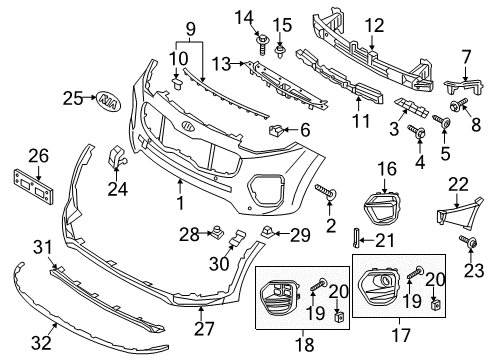 2018 Kia Sportage Front Bumper Clip-Hood Seal Strip Mounting Diagram for 86438-4A100