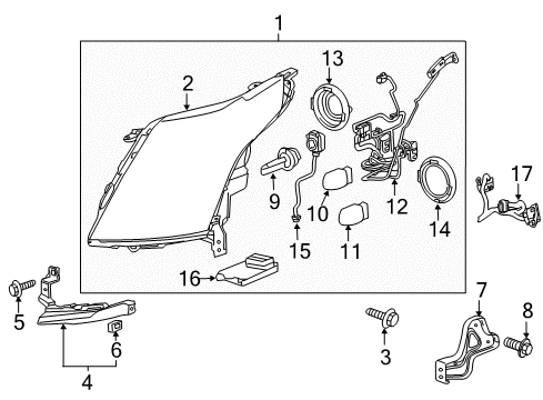 2012 Cadillac SRX Headlamps Lens & Housing Diagram for 22853880